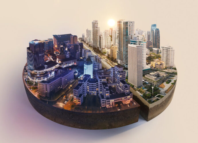 high-angle-pie-chart-with-cities high-angle-pie-chart-with-cities